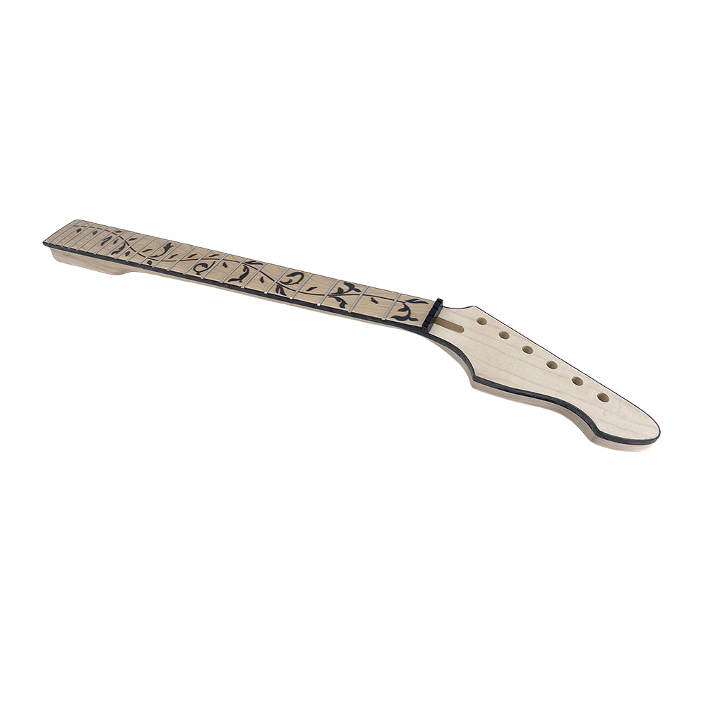 Yinfente Electric Guitar Neck 22 Fret 25.5 Inch Scale Tree Vine Inlay Maple Wood Firebird Head Binding Bolt on DIY Guitar