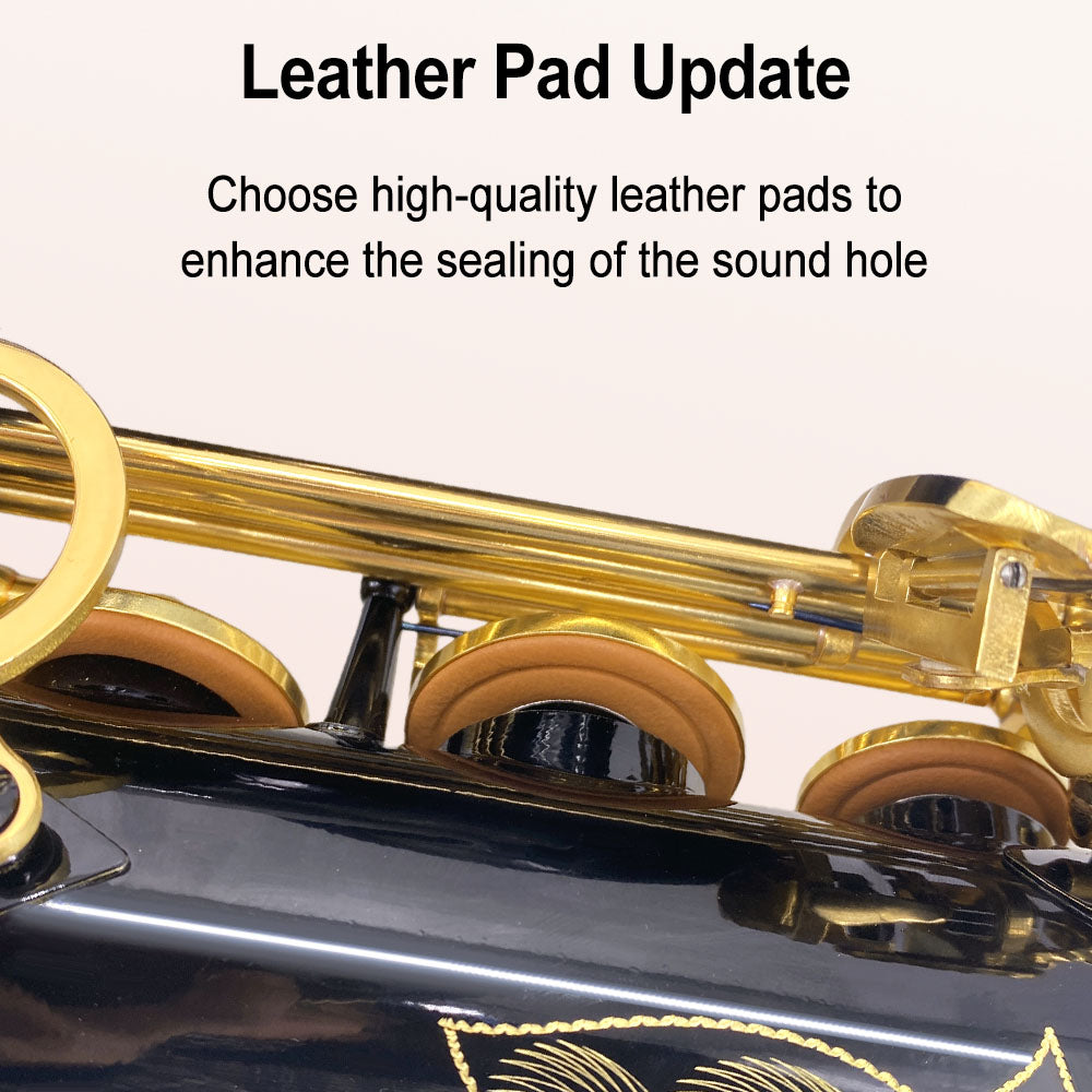 Yinfente Tenor Saxophone B flat Black Lacquer with Carrying Case Mouthpiece Reeds Cleaning Kit,Tenor Sax for Beginners, and Musicians