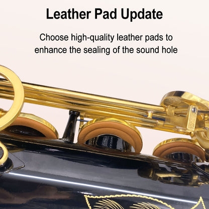 Yinfente Tenor Saxophone B flat Black Lacquer with Carrying Case Mouthpiece Reeds Cleaning Kit,Tenor Sax for Beginners, and Musicians