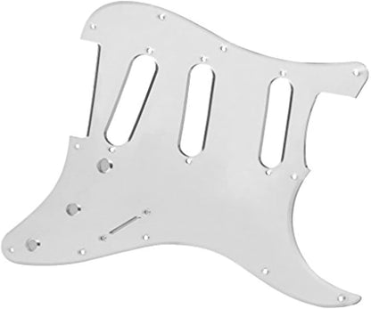11 Hole Strat Pickguard SSS 3 Single Coil Pickups Scratch Plate with Pickguard Screws, Silver Mirror Style (Silver Mirror)