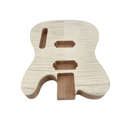 Yinfente TL Guitar Body Mahogany Flame Maple Veneer Tele Semi Hollow Guitar Body Bolt on
