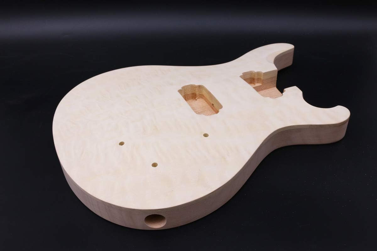 1Set Guitar Kit Guitar Neck 22Fret Quilted Maple Cap Guitar Body Mahogany Dot Inlay Maple Fretboard DIY Guitar