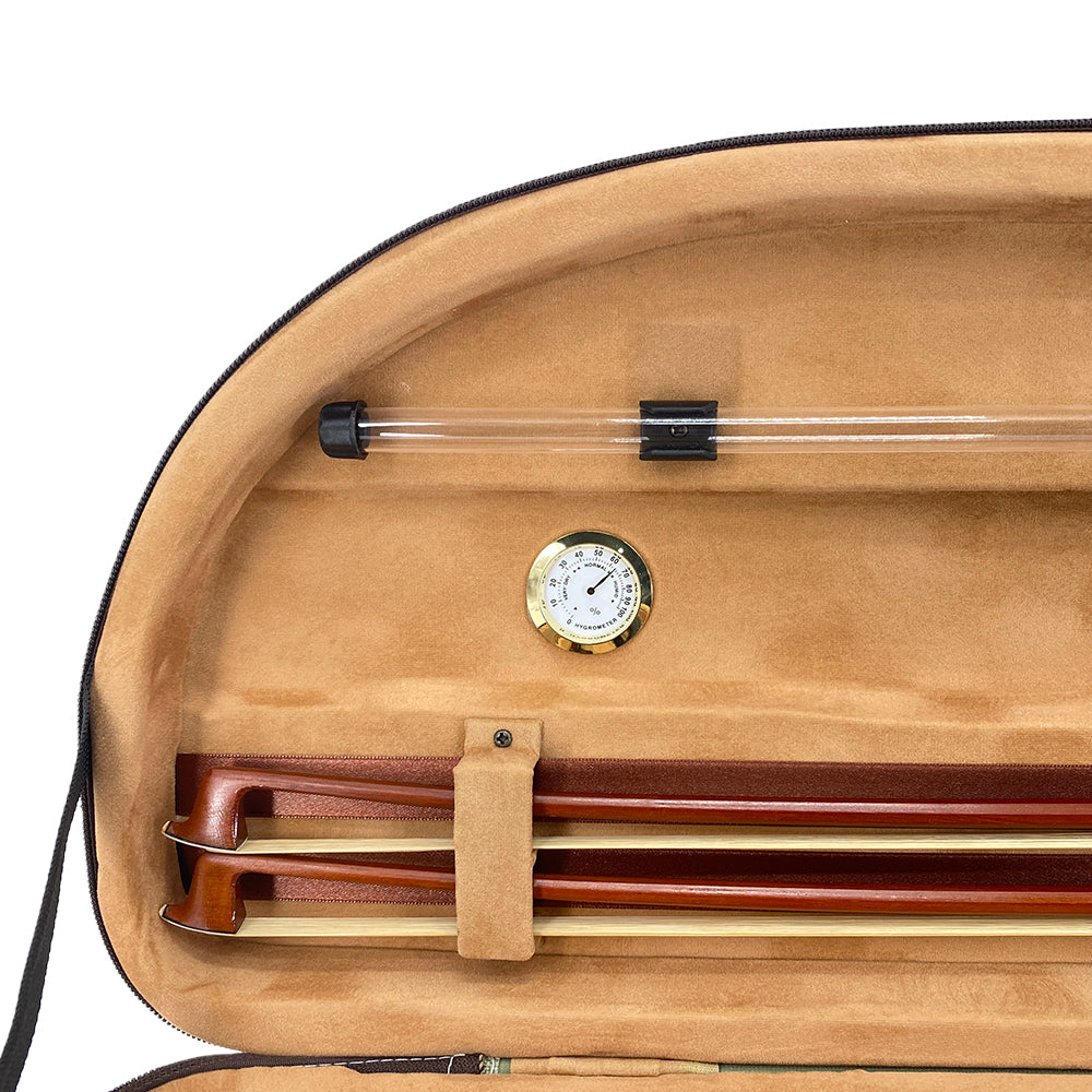 4/4 Violin Case Halfmoon Shape Lightweight with Hygrometer Shoulder Strap Padding Green Case