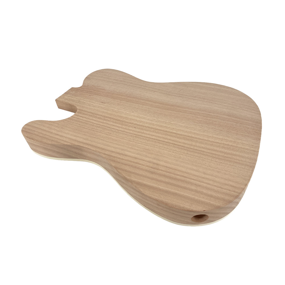 Yinfente Electric Guitar Body Replacement Mahogany Maple Wood Guitar Body for Tele Guitar Unfinished 25.5 Inch Scale Flame Maple Veneer HH Pickups
