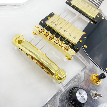 Yinfente Electric Guitar Kit Transparent Acrylic Guitar Body Electric Guitars for Beginners with Maple Neck Rosewood Fretboard& LED Light Blue