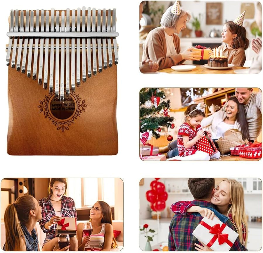 21 Keys Kalimba Thumb Piano Big Size Mahogany Finger Piano with Tuning Hammer，Instructions，Carrying Bag Gifts for Adults，Beginners