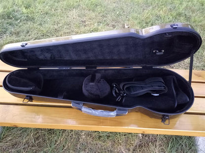 4/4 Violin Case Mixed Carbon Fiber Violin Box White Black Thick Padding Triangle Shape Strong Light Violin Cases (Brown)