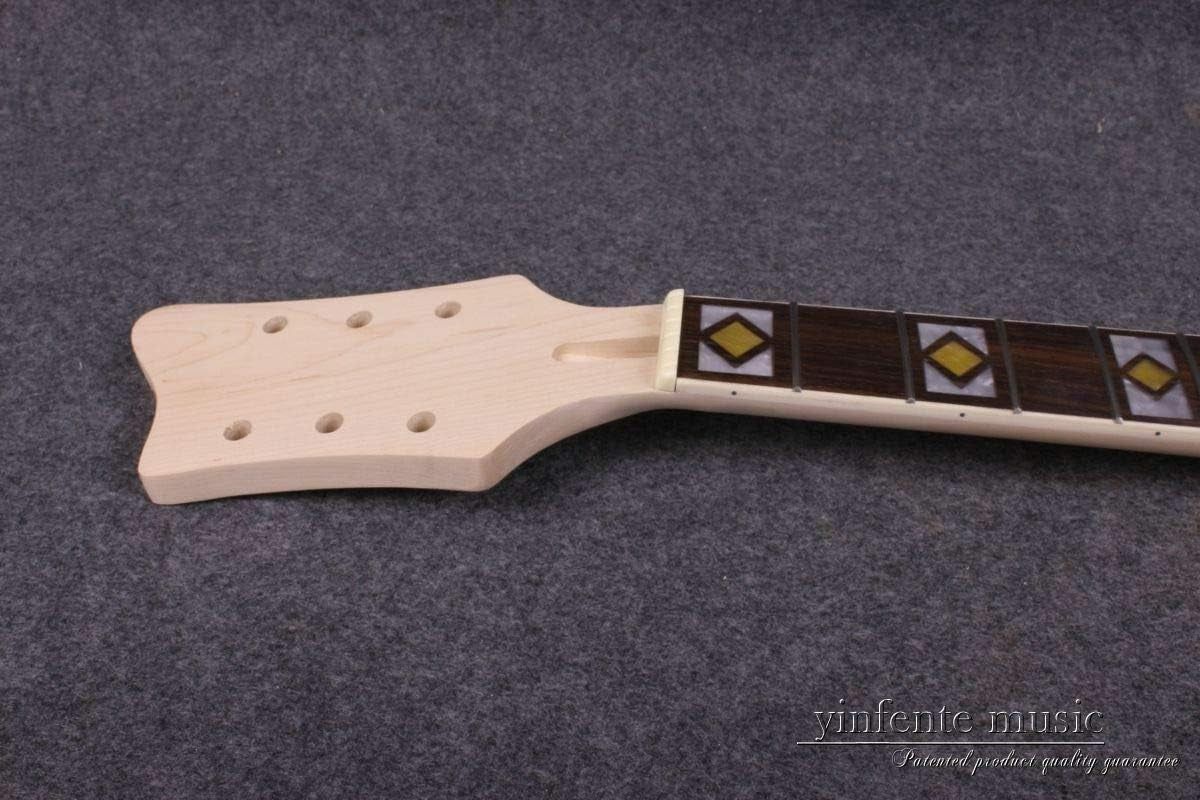 Guitar Neck 22Fret 24.75Inch Maple Wood Rosewood Fretboard Block Inlay Bolt on Heel DIY Guitar Replacement (24.75Inch)