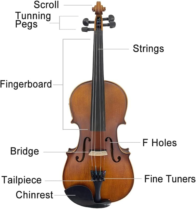 Acoustic Violin Electric Violin 4/4 Full Size Violin 4 String Maple Spruce for Student,Violin for Beginners Violin Case,Brazilwood Bow,Cable,Cleaning Cloth,Rosin,Bridge