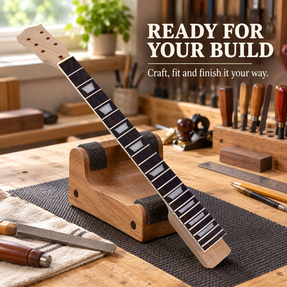 Yinfente unfinished guitar neck replacement 22 fret 24.75 inch SG heel Mahogany Rosewood guitar Fretboard Block Inlay