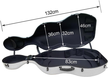 Carbon Fiber Cello Case 4/4 Full Size Hard Shell with Lock & Backpack Straps,Wheels 3.8Kg Lightweight Hard Case for Student