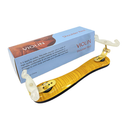 Yinfente Flame Maple Left Hand Violin Shoulder Rest 4/4 Full Size Adjustable Height Width And Collapsible Feet Violin Part (Yellow)