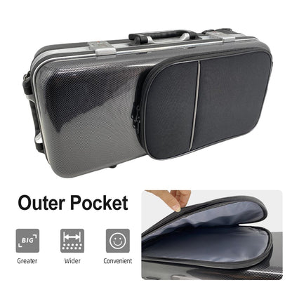 Alto Saxophone Case with Wheels - Alto Sax Bag with Pull Rod, Handle, Shoulder Strap Carbon Fiber Roller Bag Hard Shell Easy to Carry Black