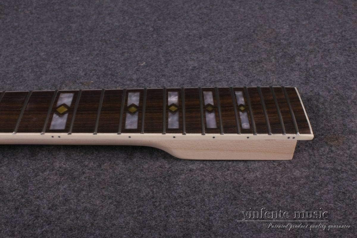 Guitar Neck 22Fret 24.75Inch Maple Wood Rosewood Fretboard Block Inlay Bolt on Heel DIY Guitar Replacement (24.75Inch)