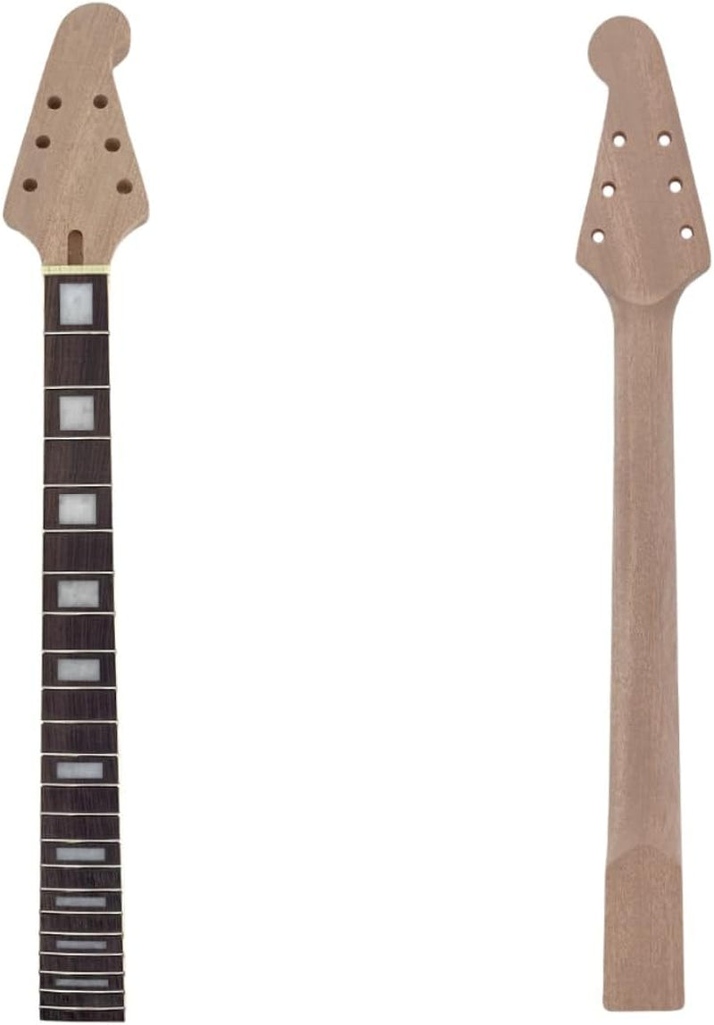 Electric Guitar Neck 22 Fret 25.5Inch Guitar Replacement Mahogany Rosewood Fretboard Block Inlay for DIY Guitar Necks