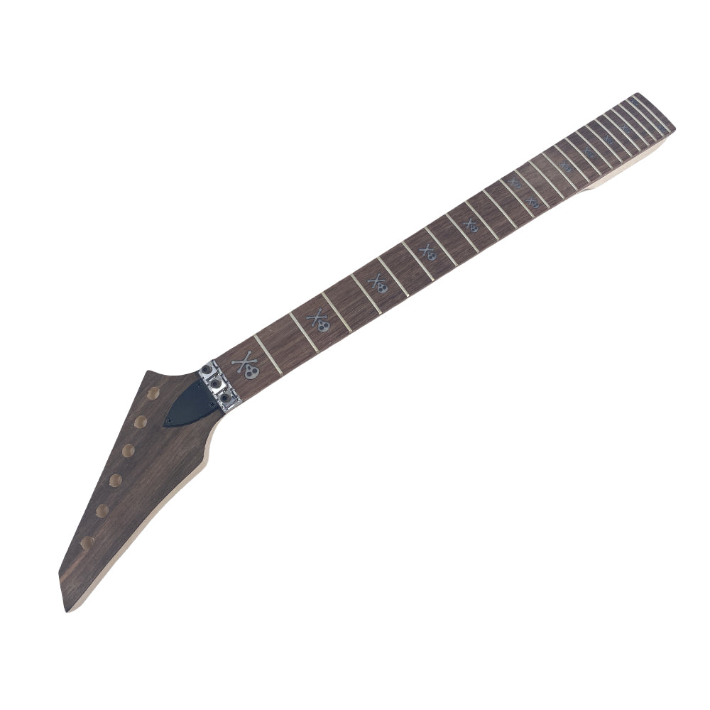Yinfente Guitar Neck 24Fret 25.5Inch Reversed Head Maple Wood Bolt on Heel Shark Fin Inlay DIY Guitar