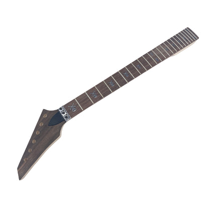 Yinfente Guitar Neck 24Fret 25.5Inch Reversed Head Maple Wood Bolt on Heel Shark Fin Inlay DIY Guitar
