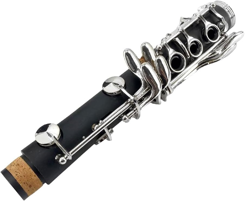 Professional Ebonite Clarinete C Key Clarinet for Beginner Students with 2 Barrels Hard Case Cleaning Kit Mouthpice Cork Grease Gloves