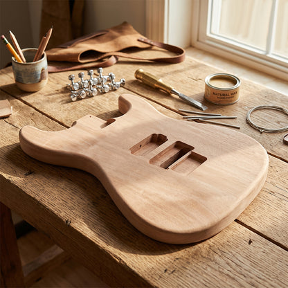 Yinfente DIY ST Body Mahogany Project Fit Locking Nut Bolt on and new banana maple neck dots inlays rosewood fretboard 24 frets Replacement
