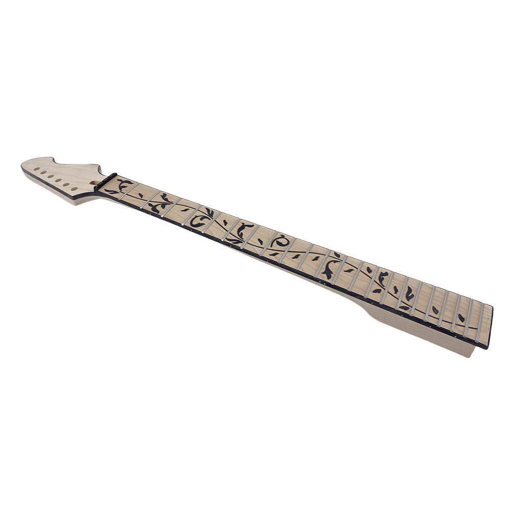 Yinfenter Electric Guitar Neck 22 Fret 25.5 Inch Scale Tree Vine Inlay Maple Wood Firebird Head Binding Bolt on DIY Guitar
