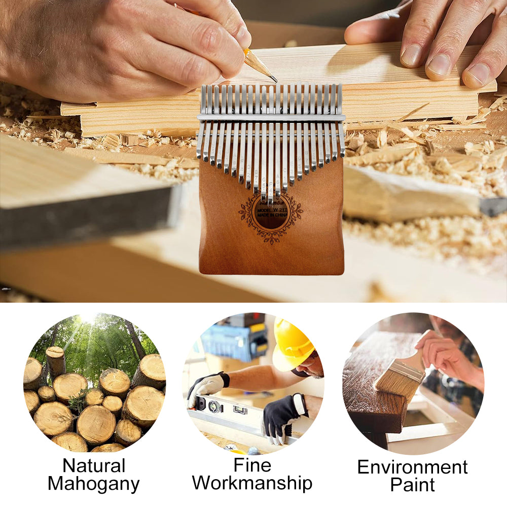 21 Keys Kalimba Thumb Piano Big Size Mahogany Finger Piano with Tuning Hammer，Instructions，Carrying Bag Gifts for Adults，Beginners