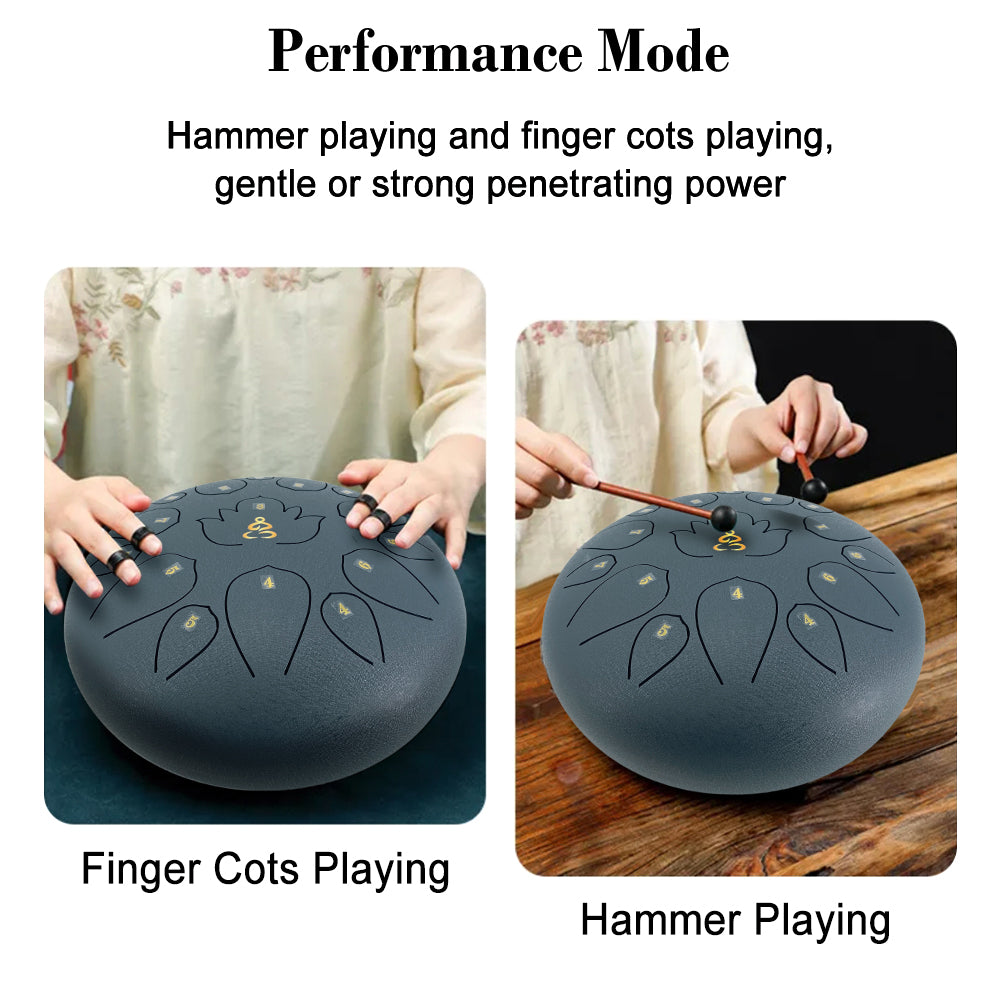 Rain Drum for Outside Garden,13 Inches 15 Notes Steel Tongue Drum with Mallets & Carry Bag Musical Instrument for Adults D Major