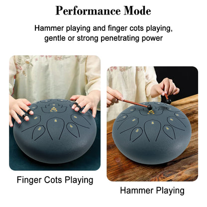 Rain Drum for Outside Garden,13 Inches 15 Notes Steel Tongue Drum with Mallets & Carry Bag Musical Instrument for Adults D Major