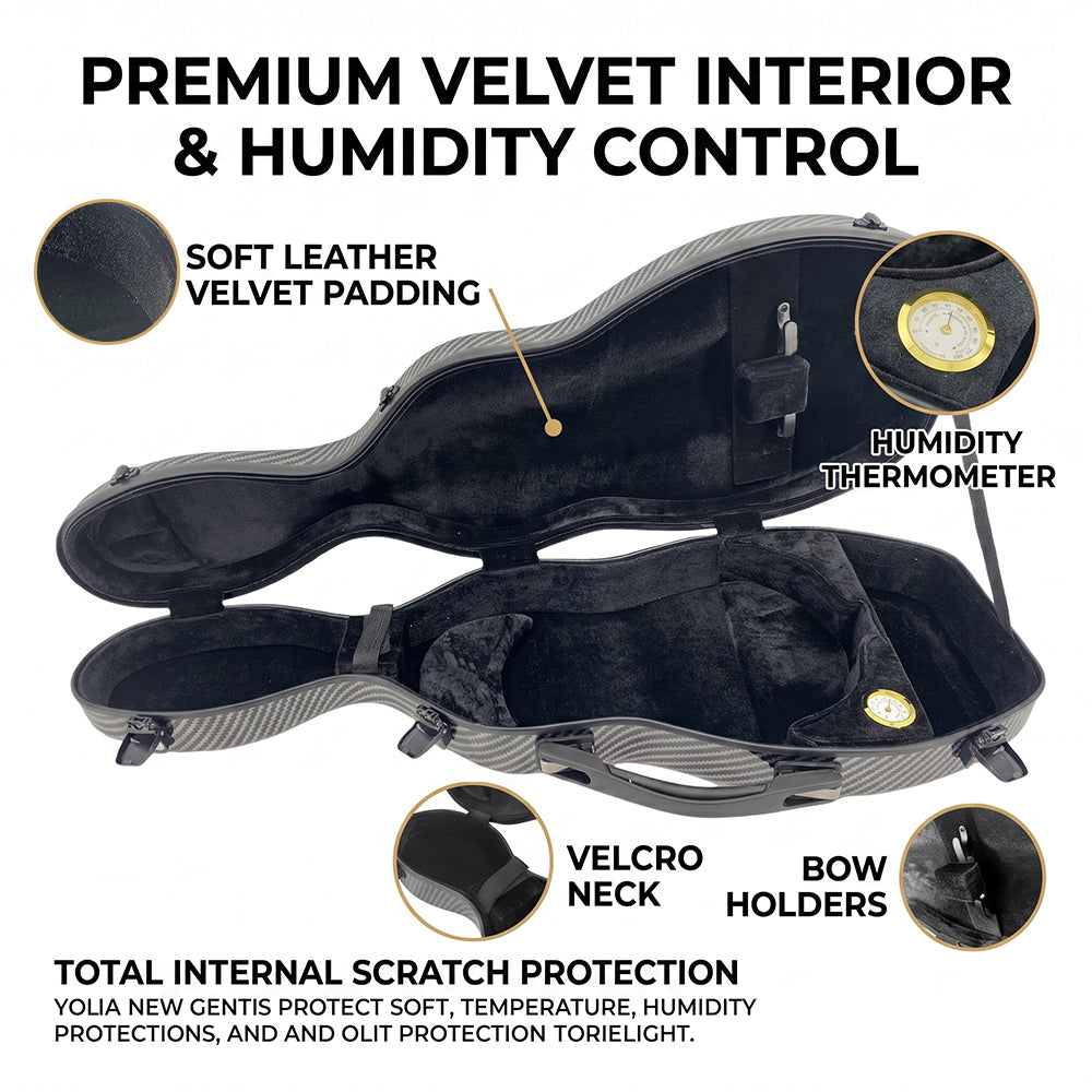 Yinfente 4/4 Full size Violin hard case Lightweight Carbon fiber Durable Handle Backstraps