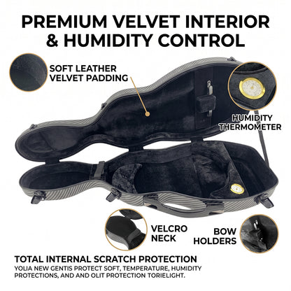 Yinfente 4/4 Full size Violin hard case Lightweight Carbon fiber Durable Handle Backstraps