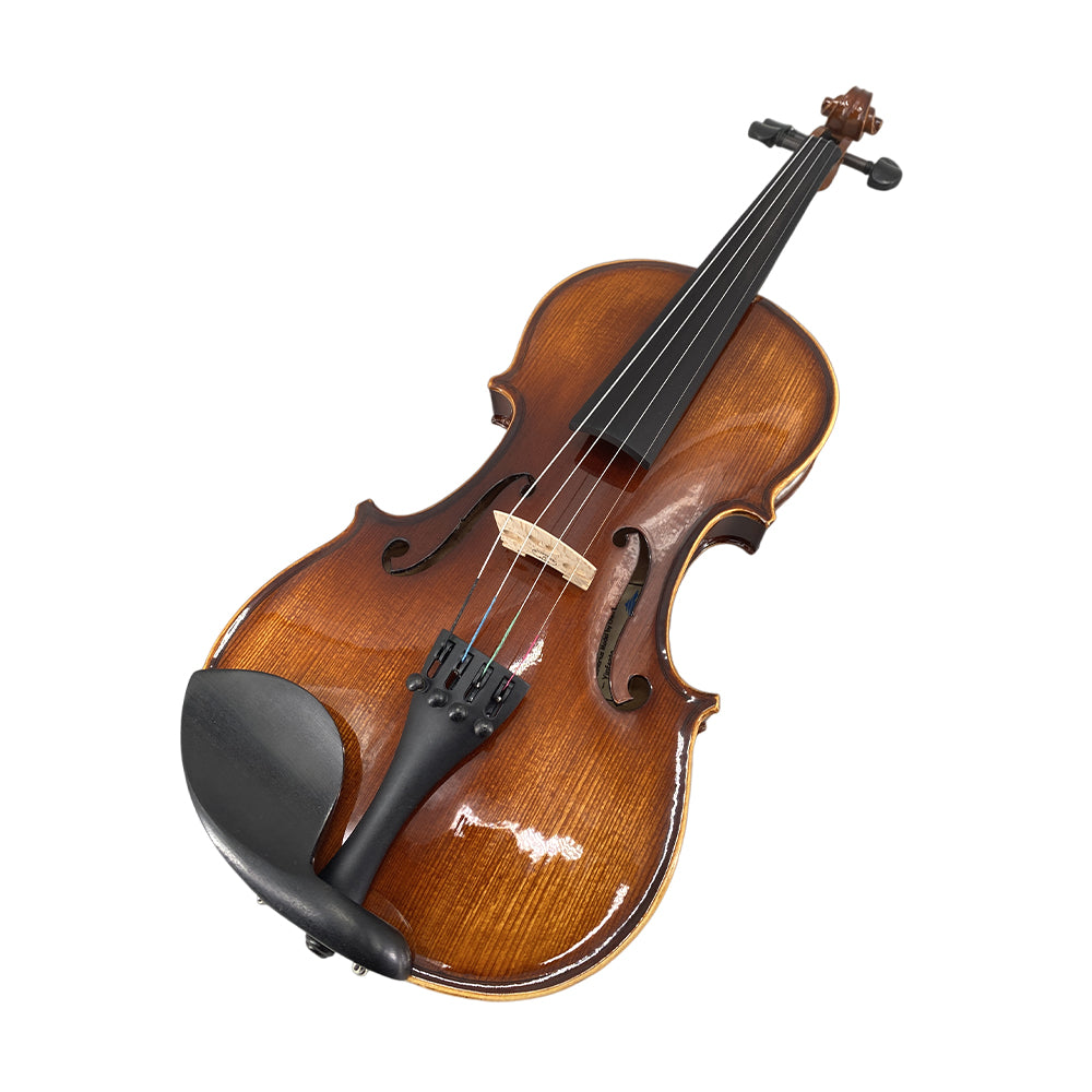 Violin 4/4 Full Set for Beginners, Adults, Students, Aged Spruce Maple Solid Wood Fiddle, Ebony Fittings with Hard Case, Shoulder Rest, Bow, Extra Strings (Dark Brown, 4/4 Full Size)