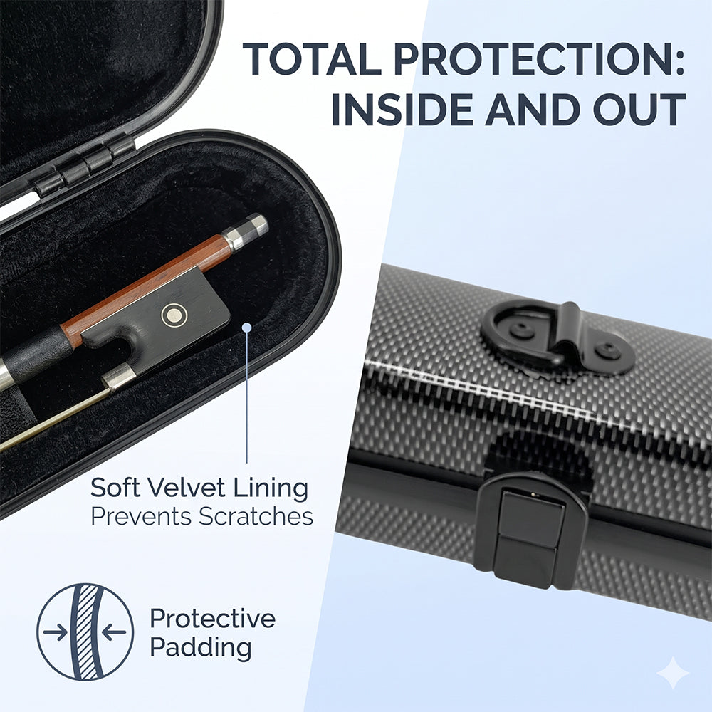 Yinfente New Violin & Viola Bow Case Bow Bag Carbon Fiber Bow Cases Strong Light Hold 2pcs