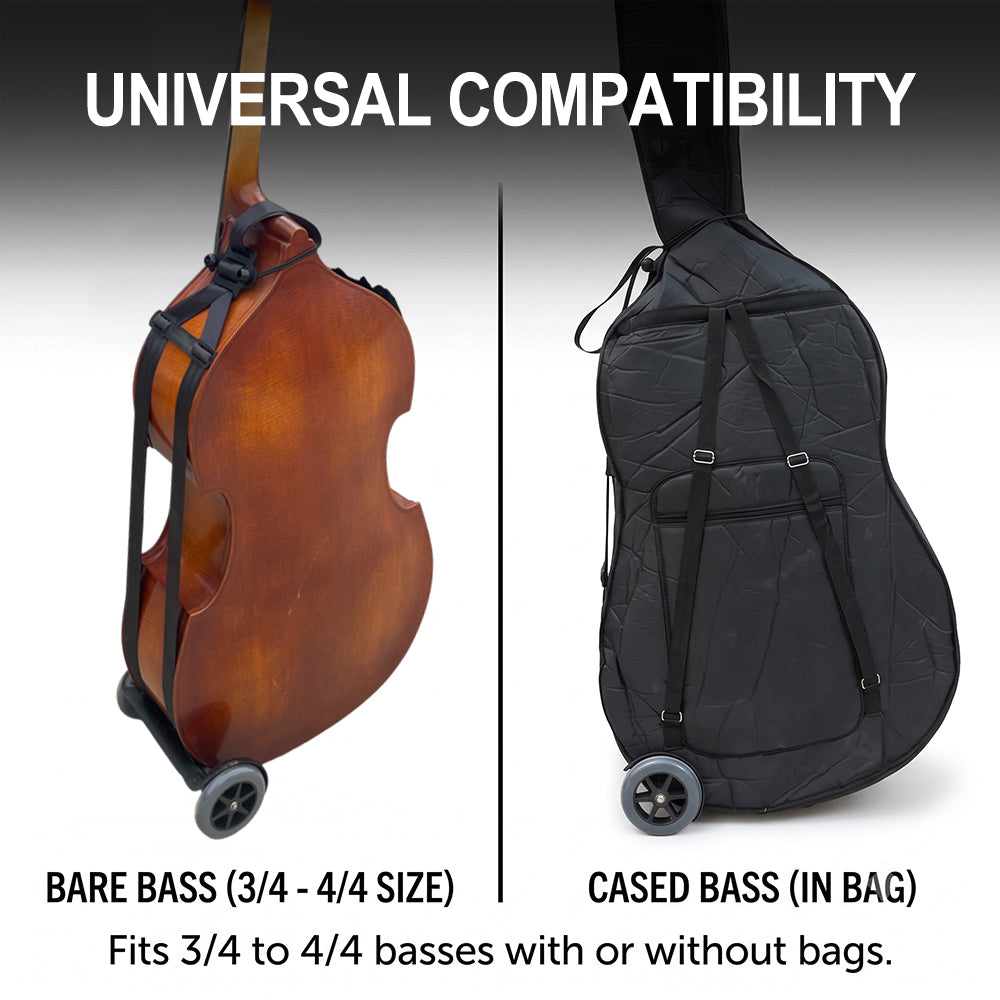 Yinfente 3 pcs Upright Bass Buggies for Double Bass with Durable Wheels Long Straps