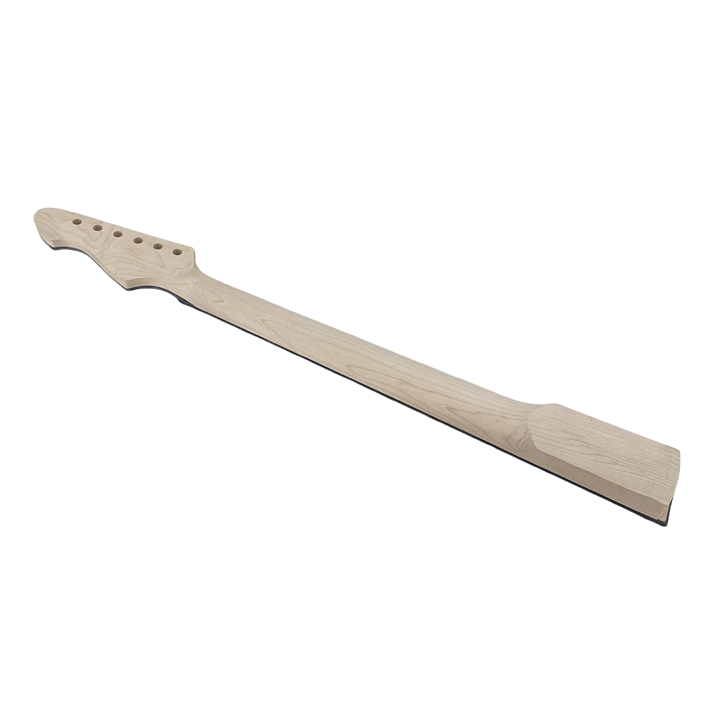 Yinfente Unfinished Electric Guitar Neck Replacement 24 Fret 25.5 Inch Maple Wood Fretboard Binding Headstock
