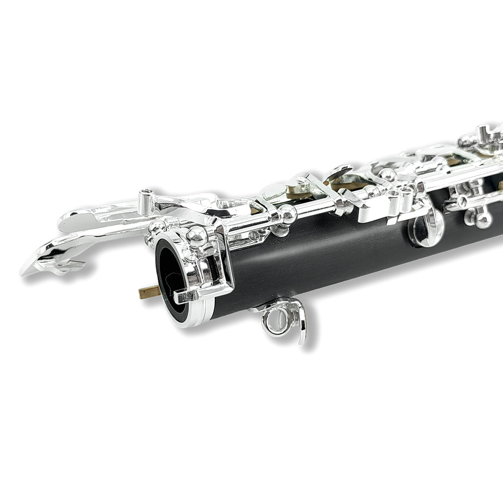 Yinfente Professional Oboe Ebonite C Key Left F Resonance Semi-Automatic Woodwind Instrument with Oboe Reed&Gloves&Leather Case+ Carry Bag&Cleaning Cloth&Cap Cork&Grease&Screwdriver