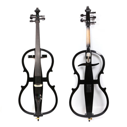 Yinfente Black 4/4 electric cello 5 Strings (F-C-G-D-A) ebony wood Fingerboard silent cello