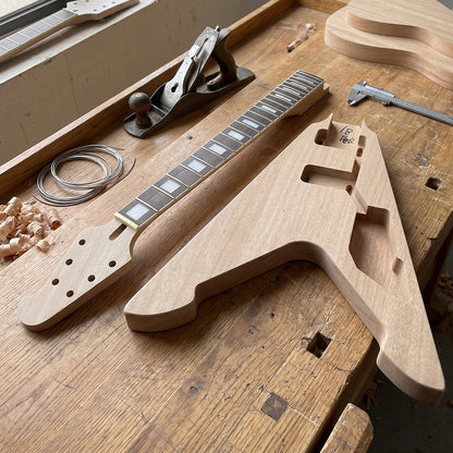Yinfente DIY Electric Guitar Kit build on own Flying V HH pickups style 22fret 24.75inch