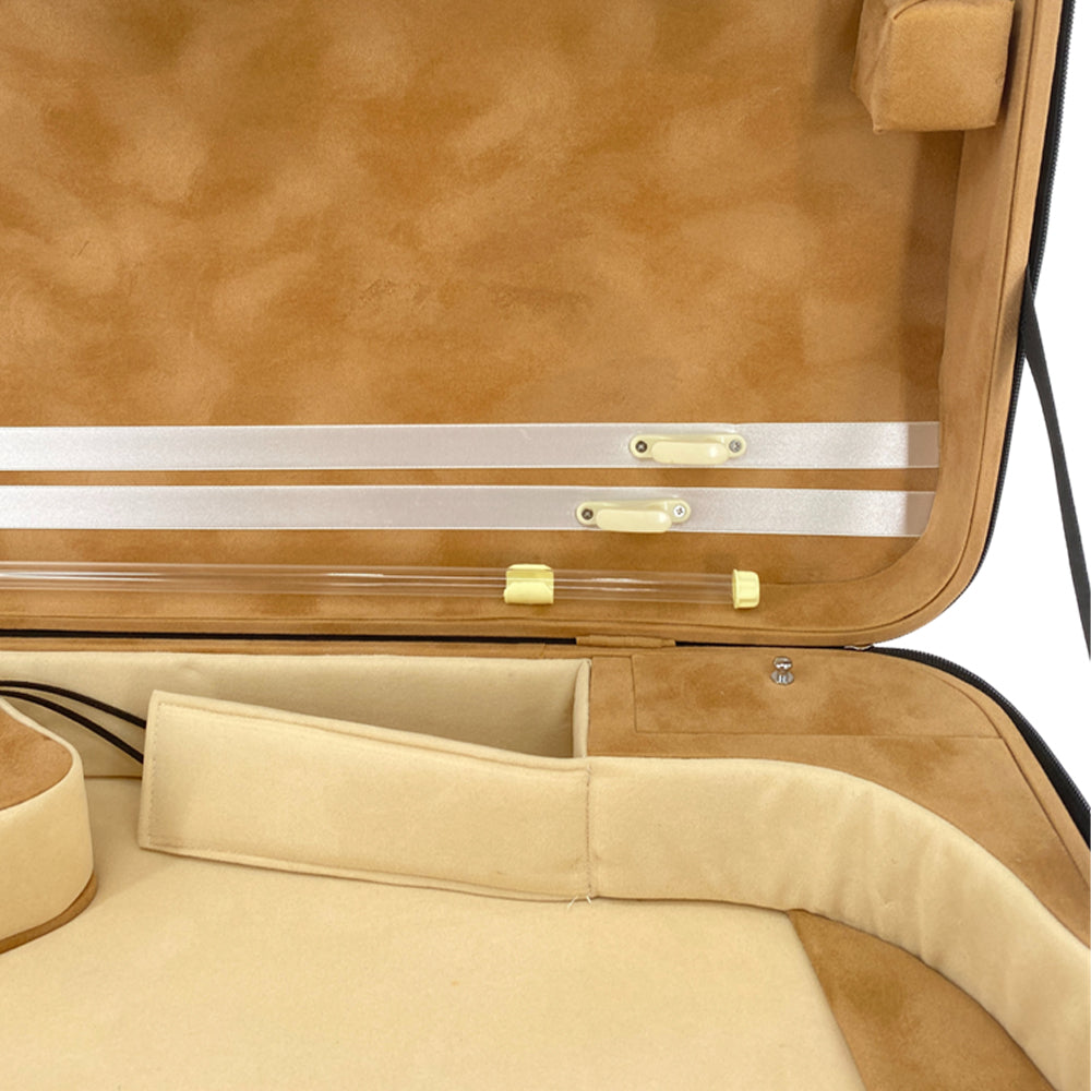 Yinfente Oblong Wooden Double Full Size Violin Case Viola Case for 15-16.5Inch with Adjustable Backstrap Four Bow Holders Thinck Padding