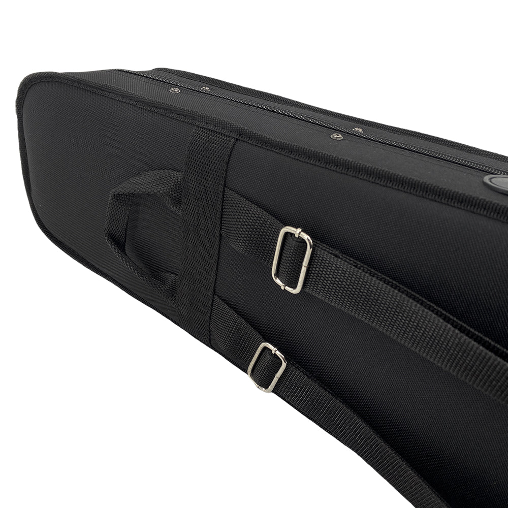 Electric Violin 4/4 Size Silent Violins Solid Wood Ebony Violin Parts with Case, Bow (Black)
