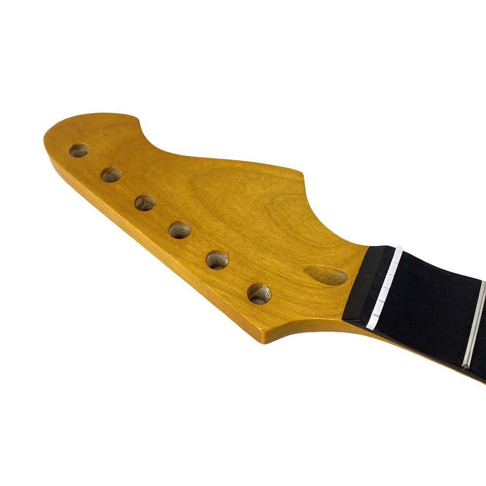 Yellow Paint Maple Electric Guitar Neck 22Fret 25.5Inch Rosewood Fretboard White Dot Inlay Bolt on Guitar Neck Replacement