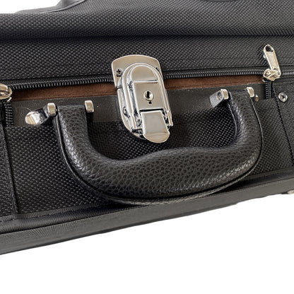 Yinfente Double Violin Case 4/4 Full Size Wooden Oblong Double Viola Box Adjustable Backstrap, Four Bow Holders (Black)