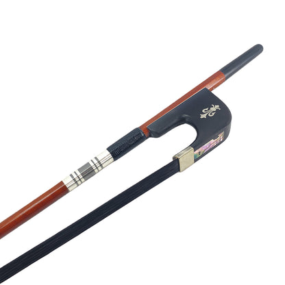 Yinfente 1/2 Upright Bass Bow Advance Brazilwood Germany Bows Ebony Frog Natural Bow Hair Pearl Inlay Half Size