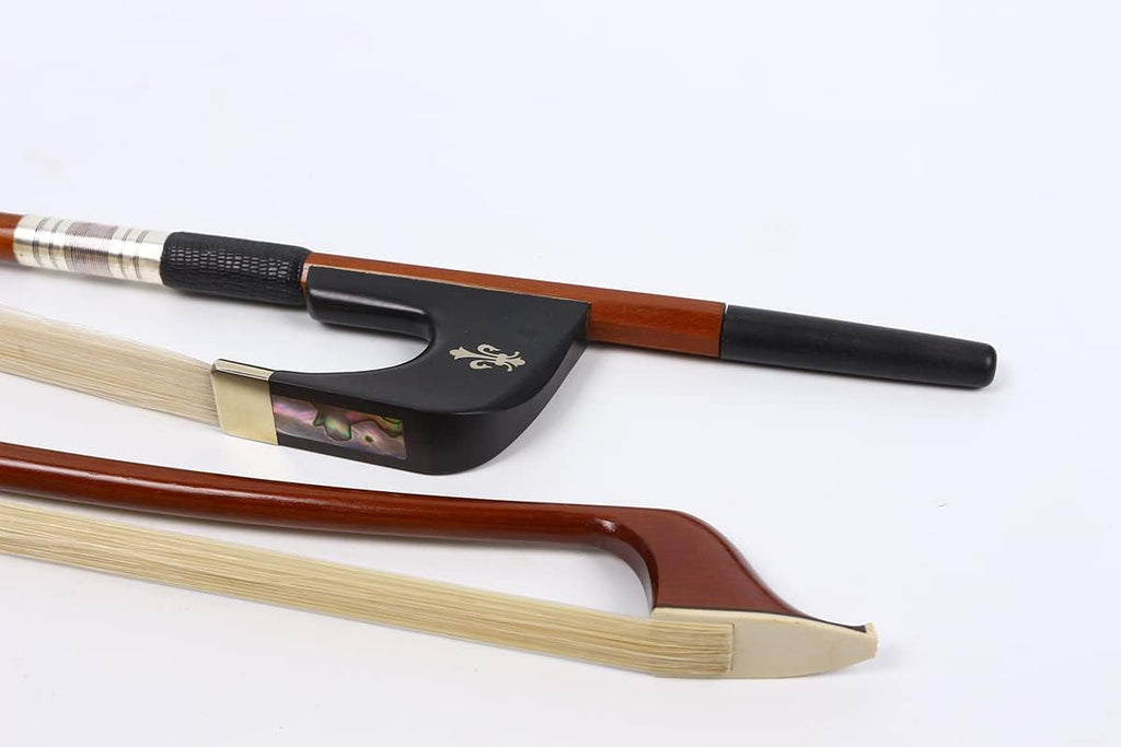 1/2 Upright Bass Bow Advance Brazilwood Germany Bows Ebony Frog Natural Bow Hair Pearl Inlay Half Size