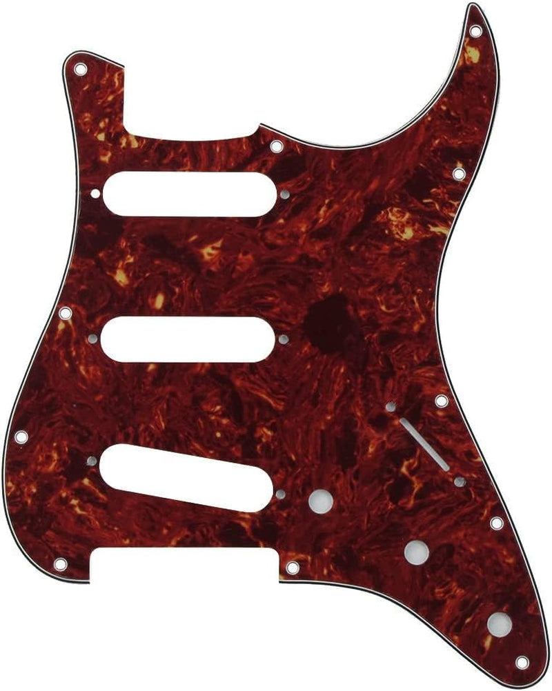 11 Hole Strat Pickguard SSS 3 Single Coil Pickups Scratch Plate with Pickguard Screws, Silver Mirror Style (Red Paerl)