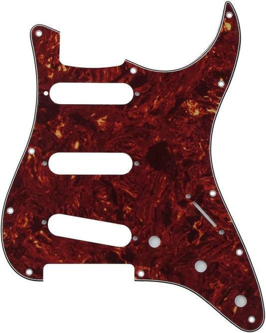 11 Hole Strat Pickguard SSS 3 Single Coil Pickups Scratch Plate with Pickguard Screws, Silver Mirror Style (Red Paerl)