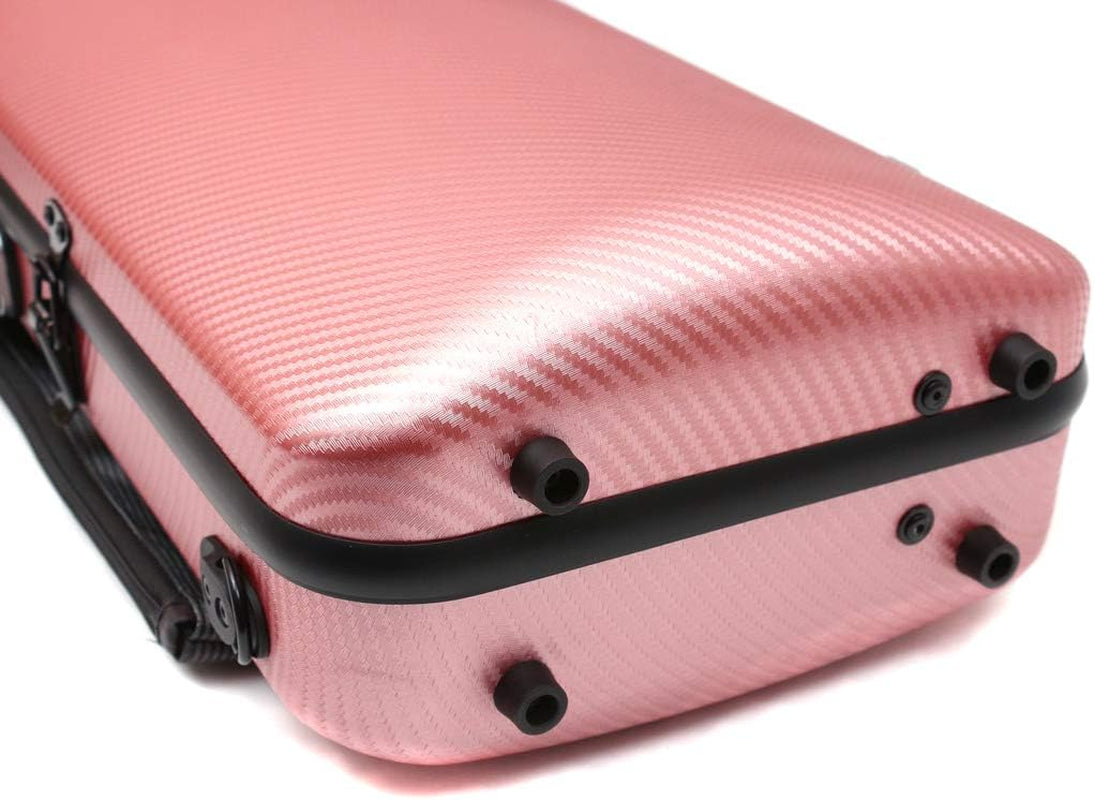 Violin Case 4/4 Full Size Carbon Fiber Oblong 4/4 Violin Case with Music Sheet Bag Adjustable Backstrap Hygrometer Lightweight & Portable