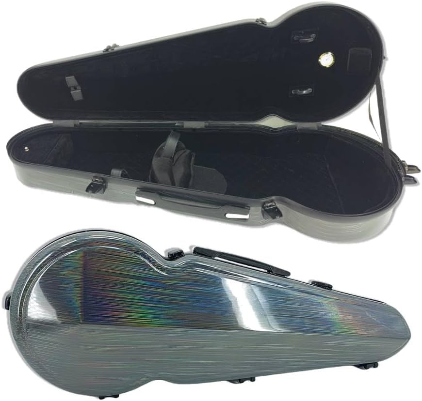 Viola Case 16 Inch, Carbon Fiber Hard Viola Case Backpack, Adjustable Neck Pad for Sizes 15-16.5 Inches, Thickened Lining, Built-In Hygrometer, with Sturdy Handle (Colourful)