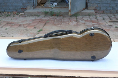 4/4 Violin Case Mixed Carbon Fiber Violin Box White Black Thick Padding Triangle Shape Strong Light Violin Cases (Brown)