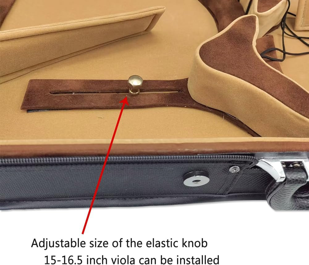 Oblong Wooden Double Full Size Violin Case Viola Case for 15-16.5Inch with Adjustable Backstrap Four Bow Holders Thinck Padding