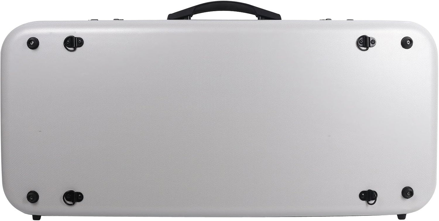 Double Violin Case for Violin/Viola Case Mixed Carbon Fiber 4/4 Full Size Black/White (White)