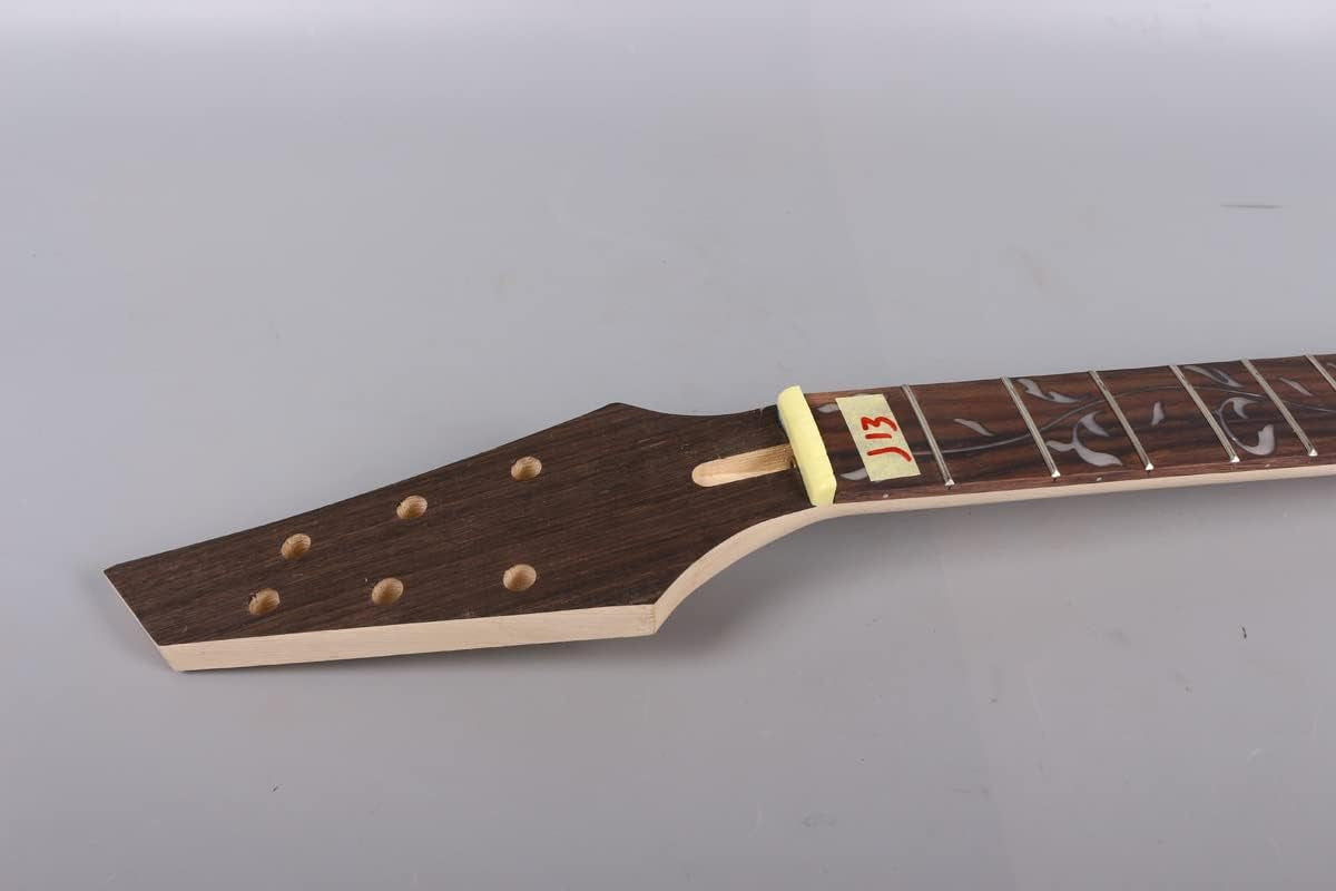 Maple Guitar Neck 24Fret 25.5Inch Rosewood Fretboard Vine Inlay Bolt on Heel DIY 6String Guitar Neck
